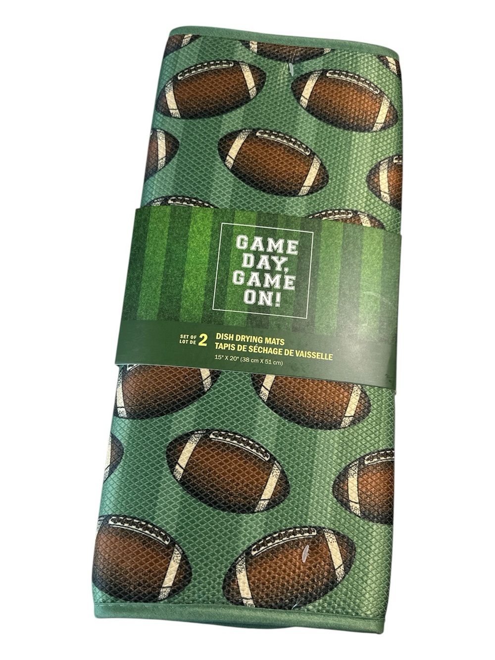 NEW VHTF Game Day, Game On FOOTBALL Dish Drying Mats Set/2